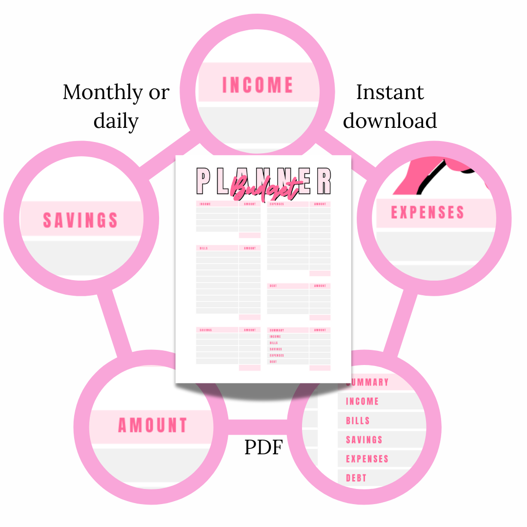 Printable Budget Planner | Hot Pink Finance Tracker - My Casa Charms