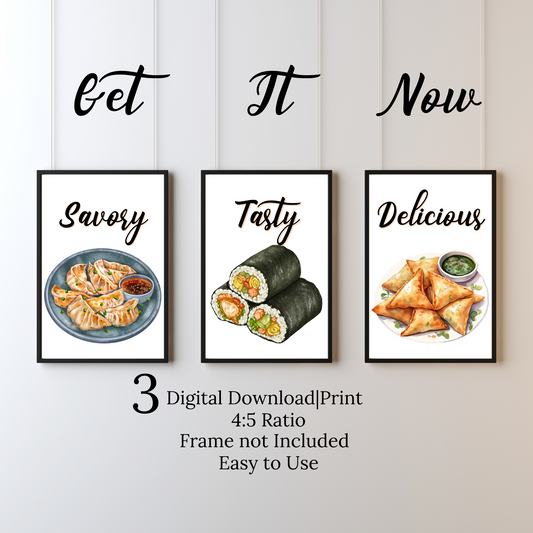 Sushi & Dumpling Digital Wall Art Print | No Frame Included - My Casa Charms